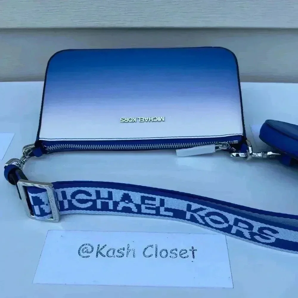 Michael Kors Crossbody Tech Attach With Adjustable Strap Ombre Electric Blue - Picture 11 of 12
